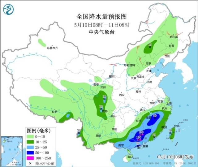 全国降雨预报。