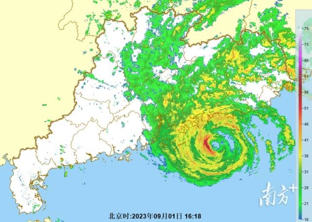 天气雷达回波图。