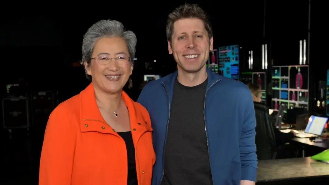 左：AMD首席执行官 苏姿丰 右：OpenAI首席执行官 萨姆·奥尔特曼